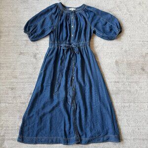 LOFT Blue Chambray Midi Dress NWT